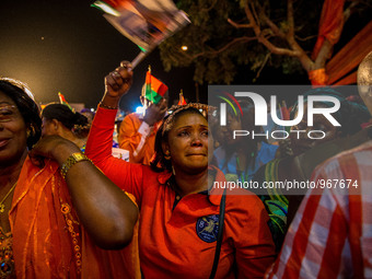 Crying MPP-militant listening to victory speech of Roch Marc Christian Kaboré, Ouagadougou, November 30th 2015 (