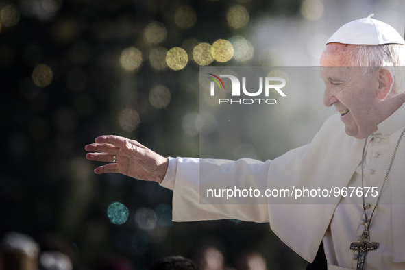 Pope Francis during his weekly general audience at St Peter's square on December 2, 2015 at the Vatican. 