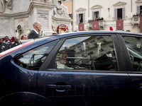 Pope Francis arrive at the statue of Virgin Mary for celebrates the annual feast of the Immaculate Conception at Piazza di Spagna (Spanish S...