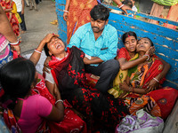 

Relatives of a child are reacting to the death of the child, who was suffering from respiratory problems, at a hospital in Kolkata, India,...