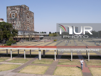 March 02, 2023. Mexico City, Mexico. Esplanade of the central campus in Ciudad Universitaria of the National Autonomous University of Mexico...