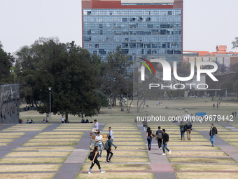 March 02, 2023. Mexico City, Mexico. Esplanade of the central campus in Ciudad Universitaria of the National Autonomous University of Mexico...