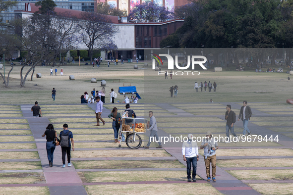 March 02, 2023. Mexico City, Mexico. Esplanade of the central campus in Ciudad Universitaria of the National Autonomous University of Mexico...