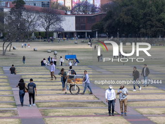 March 02, 2023. Mexico City, Mexico. Esplanade of the central campus in Ciudad Universitaria of the National Autonomous University of Mexico...