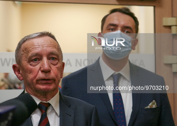 Antoni Marcinek (L), hospital director, is seen during the opening of the new neonatal ward at the Gynecology and Obstetrics Hospital, on Ma...