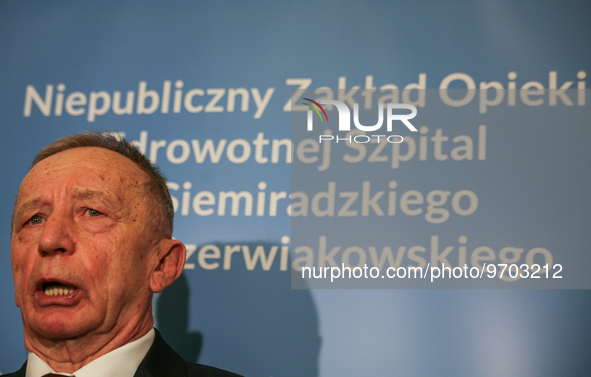 Antoni Marcinek, hospital director, addresses the media during the opening of the new neonatal ward at the Gynecology and Obstetrics Hospita...