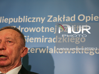 Antoni Marcinek, hospital director, addresses the media during the opening of the new neonatal ward at the Gynecology and Obstetrics Hospita...