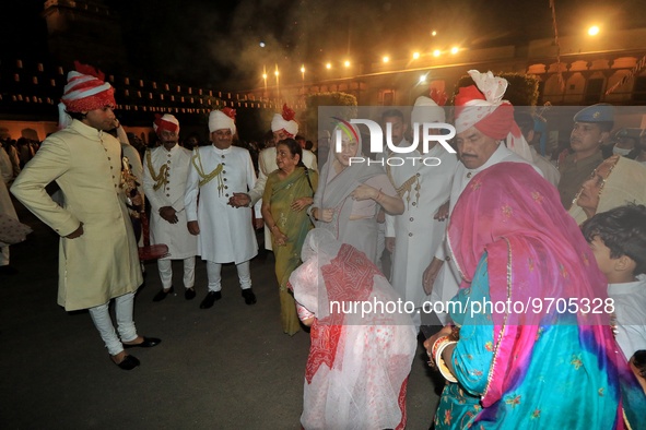 Titular Maharaja of Jaipur Padmanabh Singh after  performs rituals during 'Holika Dahan', at City Palace in Jaipur, Rajasthan,India, Monday,...