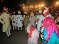 Titular Maharaja of Jaipur Padmanabh Singh after  performs rituals during 'Holika Dahan', at City Palace in Jaipur, Rajasthan,India, Monday,...