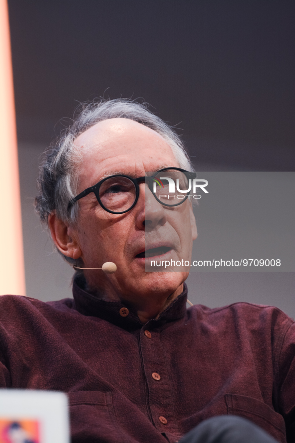 Ian McEwan, an English novelist,  is seen during the Lit.cologne, the international literature festival 2023 at Flora Hall  in Cologne, Germ...