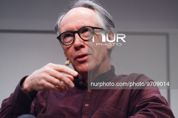 Ian McEwan, an English novelist,  is seen during the Lit.cologne, the international literature festival 2023 at Flora Hall in Cologne, Germa...