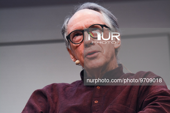 Ian McEwan, an English novelist, is seen during the Lit.cologne, the international literature festival 2023 at Flora Hall in Cologne, German...