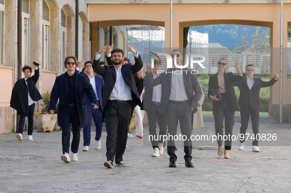 Fifth grade students in the centre of Rieti, to celebrate 100 days to the baccalaureate exams on 13 March 2023.  