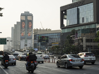 Heavy air pollution of fine particulate matter (PM2.5) shrouds a street in Bangkok, Thailand, 14 March 2023. Severe air pollution, mainly ca...