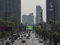 Heavy air pollution of fine particulate matter (PM2.5) shrouds a street in Bangkok, Thailand, 14 March 2023. Severe air pollution, mainly ca...