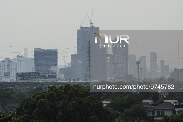 A general view shows high-rise buildings amid smoggy conditions due to air pollution in Bangkok, Thailand, 14 March 2023. Severe air polluti...