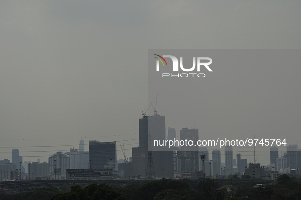 A general view shows high-rise buildings amid smoggy conditions due to air pollution in Bangkok, Thailand, 14 March 2023. Severe air polluti...