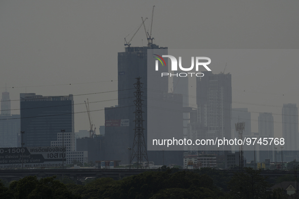 A general view shows high-rise buildings amid smoggy conditions due to air pollution in Bangkok, Thailand, 14 March 2023. Severe air polluti...