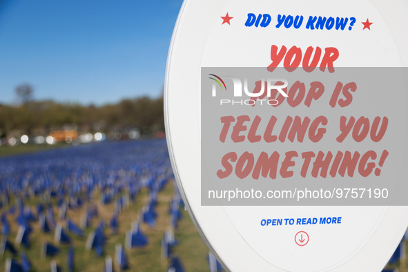 A visual exhibit organized by the Fight Colorectal Cancer organization is displayed on the National Mall in Washington, D.C. on March 16, 20...