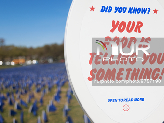 A visual exhibit organized by the Fight Colorectal Cancer organization is displayed on the National Mall in Washington, D.C. on March 16, 20...