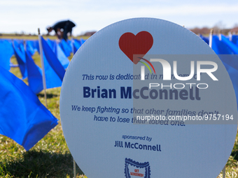 A visual exhibit organized by the Fight Colorectal Cancer organization is displayed on the National Mall in Washington, D.C. on March 16, 20...