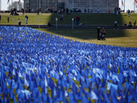 A visual exhibit organized by the Fight Colorectal Cancer organization is displayed on the National Mall in Washington, D.C. on March 16, 20...