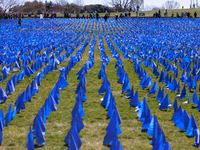 A visual exhibit organized by the Fight Colorectal Cancer organization is displayed on the National Mall in Washington, D.C. on March 16, 20...