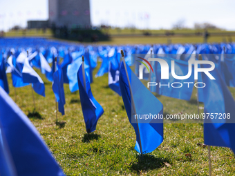 A visual exhibit organized by the Fight Colorectal Cancer organization is displayed on the National Mall in Washington, D.C. on March 16, 20...