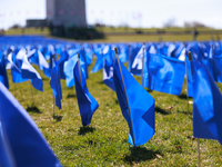 A visual exhibit organized by the Fight Colorectal Cancer organization is displayed on the National Mall in Washington, D.C. on March 16, 20...