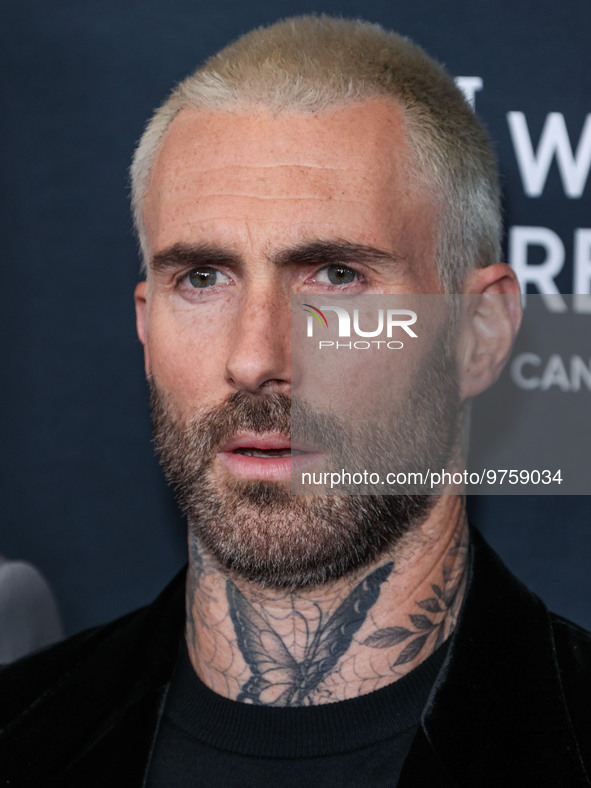 American singer and songwriter Adam Levine of American pop rock band Maroon 5 arrives at The Women's Cancer Research Fund's An Unforgettable...