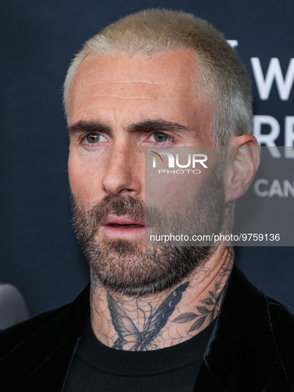 American singer and songwriter Adam Levine of American pop rock band Maroon 5 arrives at The Women's Cancer Research Fund's An Unforgettable...