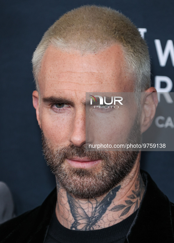 American singer and songwriter Adam Levine of American pop rock band Maroon 5 arrives at The Women's Cancer Research Fund's An Unforgettable...