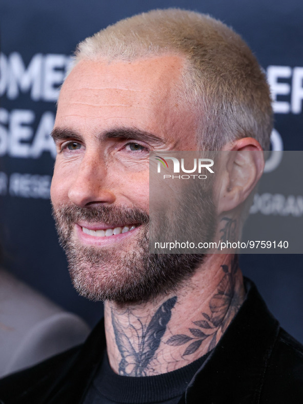 American singer and songwriter Adam Levine of American pop rock band Maroon 5 arrives at The Women's Cancer Research Fund's An Unforgettable...