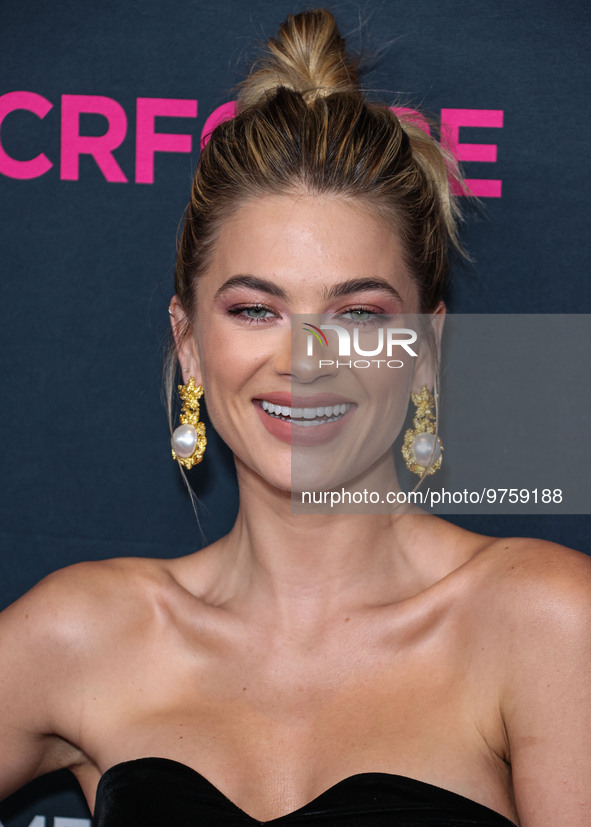 Australian model Megan Blake Irwin arrives at The Women's Cancer Research Fund's An Unforgettable Evening Benefit Gala 2023 held at the Beve...