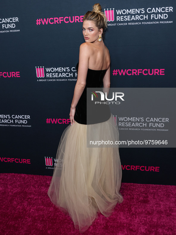 Australian model Megan Blake Irwin arrives at The Women's Cancer Research Fund's An Unforgettable Evening Benefit Gala 2023 held at the Beve...