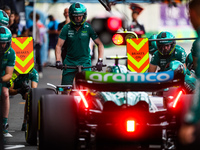 Aston Martin F1 Team AMR23, mechanics during a pitstop during the Formula 1 STC Saudi Arabian Grand Prix 2023, 2nd round of the 2023 Formula...