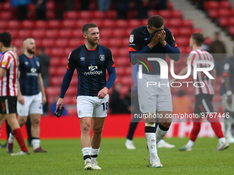 Luton Town's players react to the full time result during the Sky Bet Championship match between Sunderland and Luton Town at the Stadium Of...