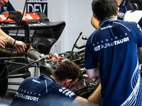 Scuderia AlphaTauri AT04, mechanics working on the car in the garage during the Formula 1 STC Saudi Arabian Grand Prix 2023, 2nd round of th...