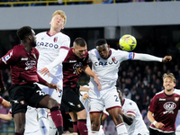 Lorenzo Pirola of US Salernitana scores first goal during the Serie A match between US Salernitana and Bologna FC at Stadio Arechi, Salerno,...