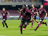 Boulaye Dia of US Salernitana celebrates after scoring second goal during the Serie A match between US Salernitana and Bologna FC at Stadio...