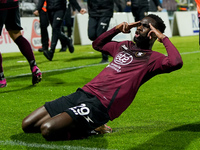 Boulaye Dia of US Salernitana celebrates after scoring second goal during the Serie A match between US Salernitana and Bologna FC at Stadio...