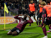 Boulaye Dia of US Salernitana celebrates after scoring second goal during the Serie A match between US Salernitana and Bologna FC at Stadio...