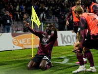 Boulaye Dia of US Salernitana celebrates after scoring second goal during the Serie A match between US Salernitana and Bologna FC at Stadio...