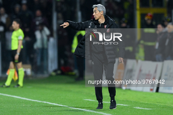 Paulo Sousa manager of US Salernitana gestures during the Serie A match between US Salernitana and Bologna FC at Stadio Arechi, Salerno, Ita...