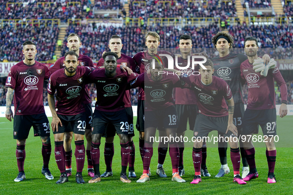 US Salernitana line up during the Serie A match between US Salernitana and Bologna FC at Stadio Arechi, Salerno, Italy on March 18, 2023.  