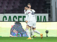 Charalampos Lykogiannis of Bologna FC celebrates after scoring second goal during the Serie A match between US Salernitana and Bologna FC at...