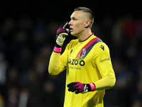 Lukasz Skorupski of Bologna FC gestures during the Serie A match between US Salernitana and Bologna FC at Stadio Arechi, Salerno, Italy on M...