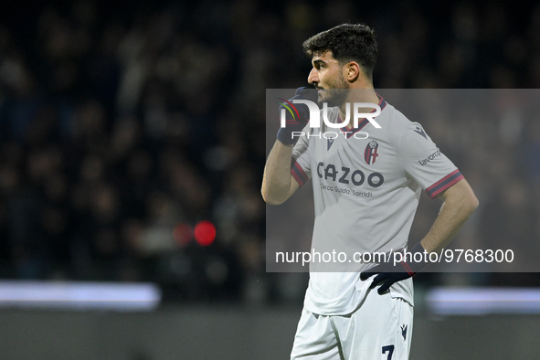 Riccardo Orsolini of Bologna FC looks on during the Serie A match between US Salernitana and Bologna FC at Stadio Arechi, Salerno, Italy on...