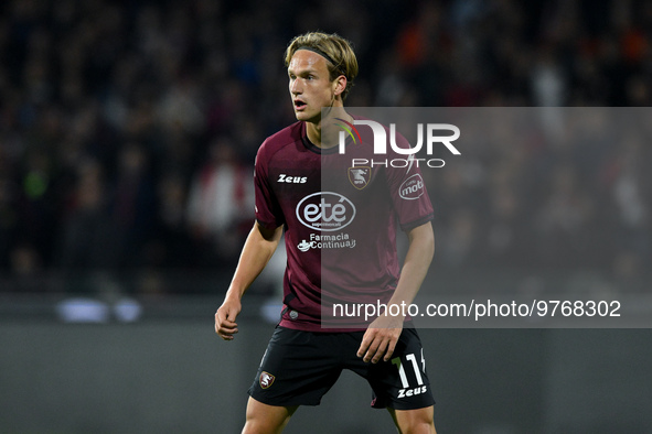 Erik Botheim of US Salernitana looks on during the Serie A match between US Salernitana and Bologna FC at Stadio Arechi, Salerno, Italy on M...