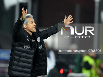 Paulo Sousa manager of US Salernitana gestures during the Serie A match between US Salernitana and Bologna FC at Stadio Arechi, Salerno, Ita...